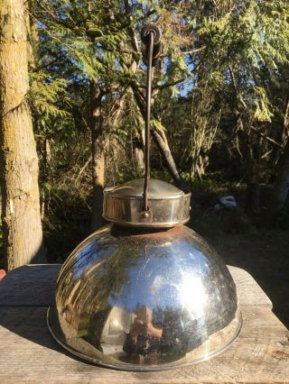 Antique Coleman Arc Lantern Dome Shade with Handle & globe Clips 2