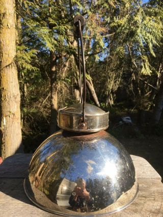 Antique Coleman Arc Lantern Dome Shade with Handle & globe Clips 4