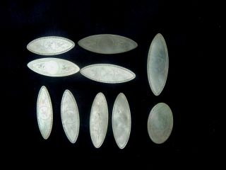 10 X Antique Chinese Oriental Mother Of Pearl Engraved Gaming Counters A