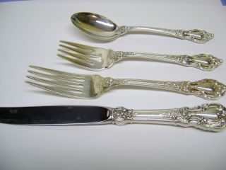 Lunt Eloquence (1953) 4 Piece Place Setting Sterling Silver Flatware - No Monos