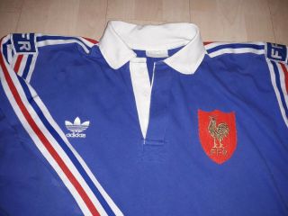 Rare 1980s Adidas France Rugby Shirt Xl Ffr Vintage Union Schwahn Europa Y3