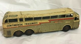 Old Tin Friction Toy Bus Big 10 1/2 " Continental Trailways Japan