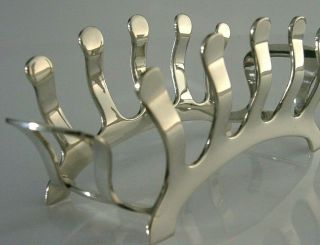 Unusual Art Deco Solid Silver Ribbed Toast Rack 1935 English Aberdeen Interest