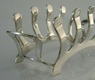 UNUSUAL ART DECO SOLID SILVER RIBBED TOAST RACK 1935 ENGLISH ABERDEEN INTEREST 2