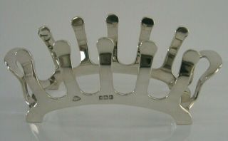 UNUSUAL ART DECO SOLID SILVER RIBBED TOAST RACK 1935 ENGLISH ABERDEEN INTEREST 5