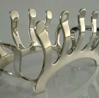 UNUSUAL ART DECO SOLID SILVER RIBBED TOAST RACK 1935 ENGLISH ABERDEEN INTEREST 6