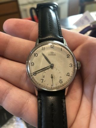 Vintage Omega 35mm Steel Watch 1940’s Wwii Era All Cal 30