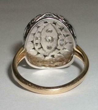 Antique Art Nouveau Ring / LIFETIME / 14K GOLD FILIGREE FLOWERS / DIAMONDS / 6 2