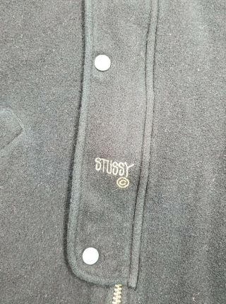 Vintage Stussy Tribe Wool Burly Gear Jacket Size Large Hoodie Black 4
