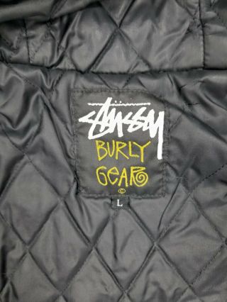 Vintage Stussy Tribe Wool Burly Gear Jacket Size Large Hoodie Black 6