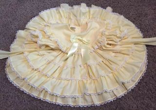 Mini World Yellow Ruffles Lace Full Circle Twirl Vintage Dress Size 24 Mo 2 Usa