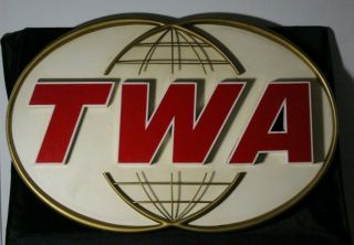 Large VIntage TWA Trans World Airlines Plane Advertising Sign 2