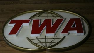 Large VIntage TWA Trans World Airlines Plane Advertising Sign 6