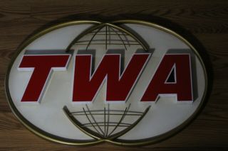 Large VIntage TWA Trans World Airlines Plane Advertising Sign 7