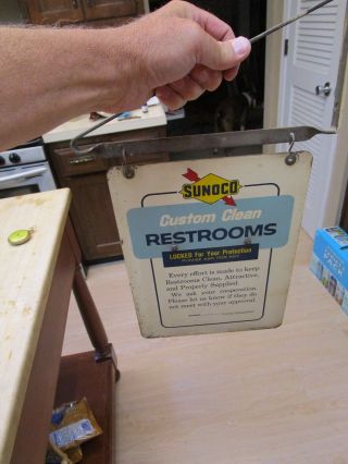 Vintage Sunoco Rest Rooms Gas Station Metal Key Holder Sign