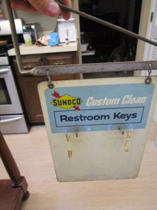 Vintage Sunoco REST ROOMS GAS STATION METAL KEY HOLDER SIGN 2