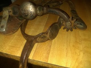 OLD VINTAGE SPURS WITH SILVER LARGE SPOTS AND OTHER SILVER MOUNTINGS 3