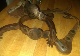 OLD VINTAGE SPURS WITH SILVER LARGE SPOTS AND OTHER SILVER MOUNTINGS 4