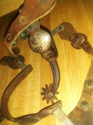 OLD VINTAGE SPURS WITH SILVER LARGE SPOTS AND OTHER SILVER MOUNTINGS 5