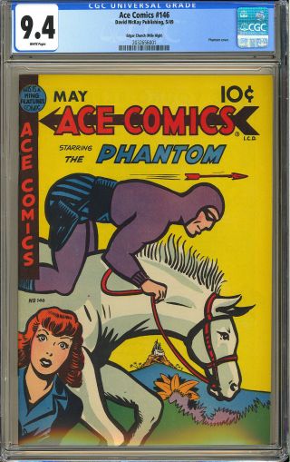 Ace Comics 146 Rare The Phantom Cover Edgar Church Mile High King 1949 Cgc 9.  4
