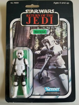 Star Wars Biker Scout Vintage Kenner 1983 Rotj Moc Clear Bubble.