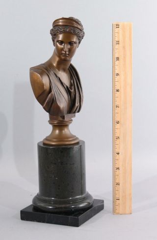 19thC Antique HERMANN GLADENBECK Classical Roman Woman Bronze Bust Sculpture,  NR 2