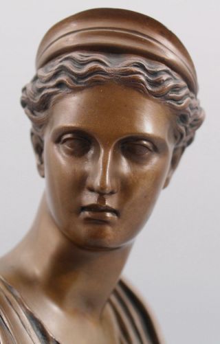 19thC Antique HERMANN GLADENBECK Classical Roman Woman Bronze Bust Sculpture,  NR 4