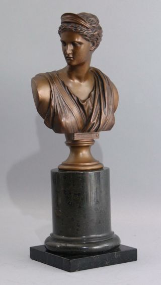 19thC Antique HERMANN GLADENBECK Classical Roman Woman Bronze Bust Sculpture,  NR 6