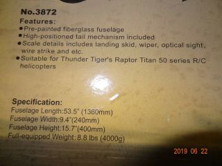 THUNDER TIGER UH - 1Y RC HELICOPTER BODY KIT NIB RARE 5