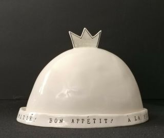 Rare Rae Dunn " A Votre Sante A La Vie La Amitie Bon Apetit " Crown Butter Dish