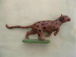 Cofalu France 1950s Leopard Leaping Hard Plastic Play Set Animal Figure