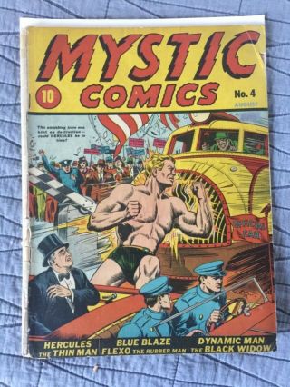 Rare 1940 Timely Golden Age Mystic Comics 4 Classic Hercules Cover Complete