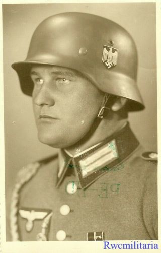 Port.  Photo: Sad Studio Pic Wehrmacht Soldier W/ Stahlhelm; Kia In Poland 1939