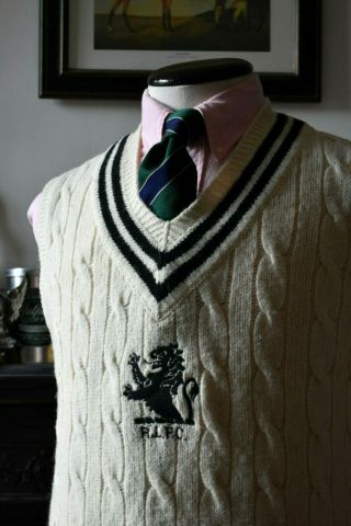 Rare Rugby Ralph Lauren Cricket Sweater Vest Size L Vintage Tennis Ivy League