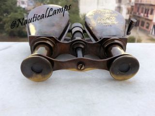 Vintage Binocular Folding Monocle Telescope Spyglass Solid Brass Antique Finish