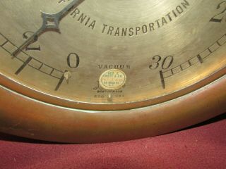 Delta King Antique Industrial Brass Pressure Gauge California Transportation Co 5