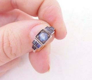 18ct Rose Gold Sapphire Ring,  Art Deco 18k 750