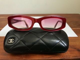 Authentic Chanel Sunglasses Red And Gold.  Outstanding Vintage.