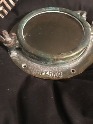 Small Round Vintage Bronze Perko Port Hole 8 1/2 Inches 8