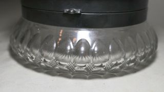 huge vintage hand cut clear crystal silver - plated circular lidded box jar casket 6
