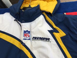RARE Vintage 90s Lightning Bolt Starter San Diego Chargers Big Logo Jacket LARGE 5