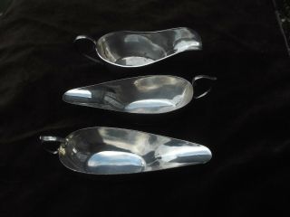 1925 Lovely Set Of 3 Solid Silver Sauce Boats Fine 180grams