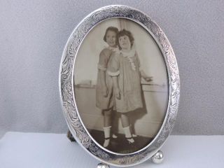 Antique William Kerr Sterling Silver Photo Picture Frame Forget Me Not Flowers