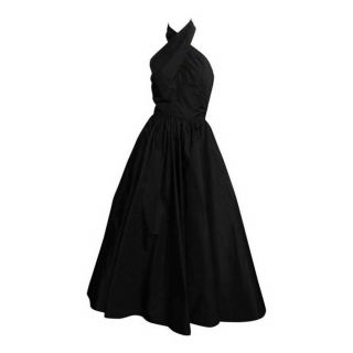 Victor Costa Vintage Black Full Tulle Skirt Halter Gown Dress Size 10