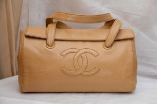 Verified Authentic Rare Chanel Vintage Caviar Leather Elegant Cc Flap Tote Bag