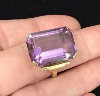 Vintage Jewellery Fabulous Large Amethyst 9 Carat Gold Ring Size ‘q’ (8.  25)