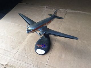 Vintage Douglas Dc - 3 Large Size Cast & Polished Metal Shelf Model Airplane