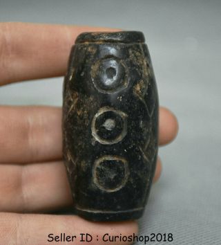 2.  4 " Ancient Old China Tibetan Meteorite Jade Tianzhu Amulet Dzi Bead Pendant