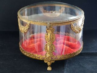 Rare Antique Large French Late 19th Century Glass / Ormolu Table Casket / Box