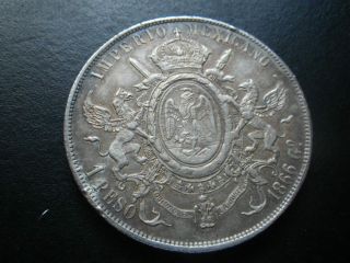 Mexico 1866 Go One Peso (aef) Weight: 27.  2 Grams Rare Guanajuato